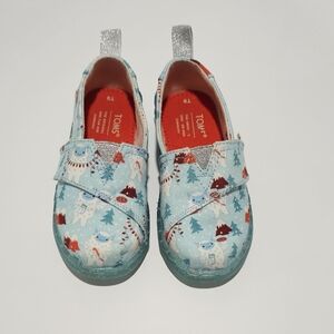 TOMS Kids Toddler Girls Alpargata Holiday Slip On Flat Flats Casual Size 9